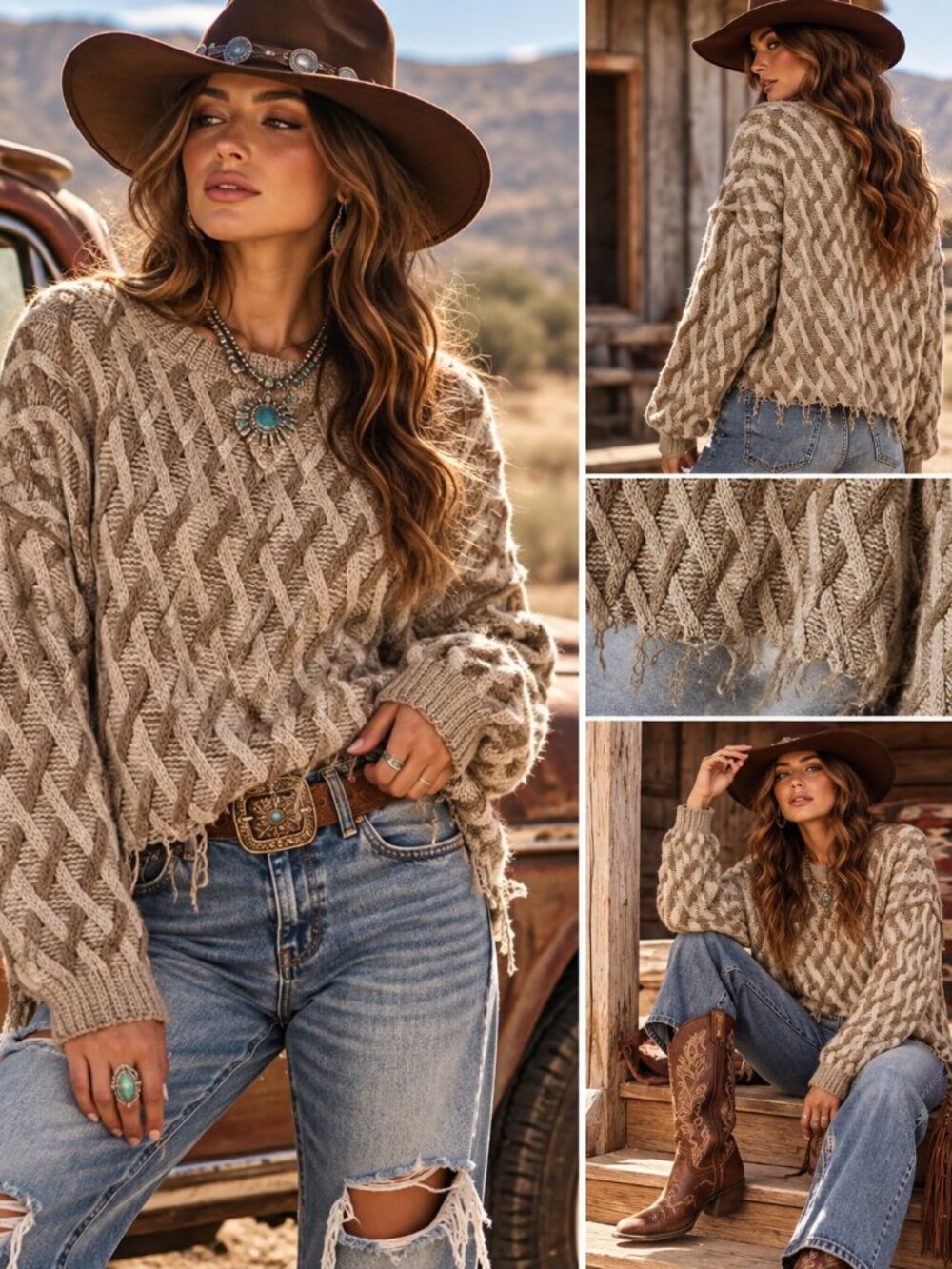 Vintage 90s 3D Geometric Liberty Sweaters Womens Brown Cotton Blend Sweater Sz L